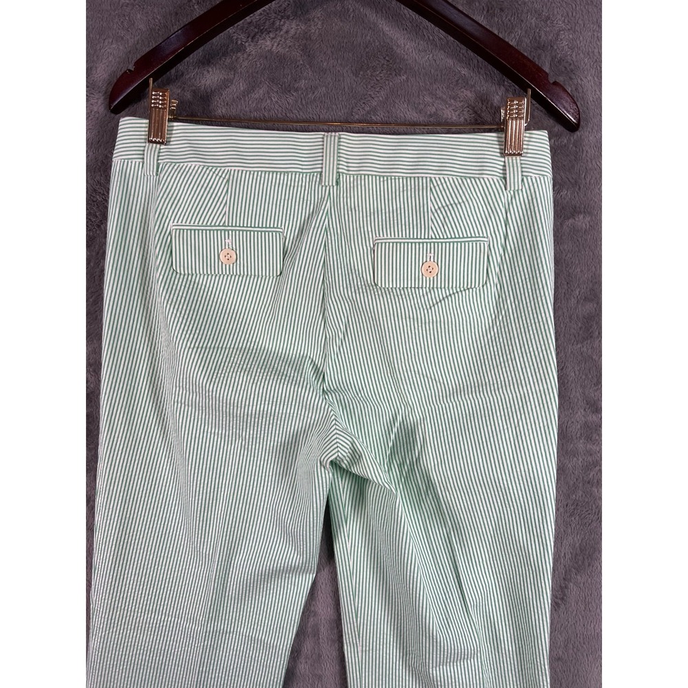 J Crew Seersucker Pants Womens 4 30x31.5 Green Striped Mid Rise Favorite Fit NWT - Picture 8 of 12